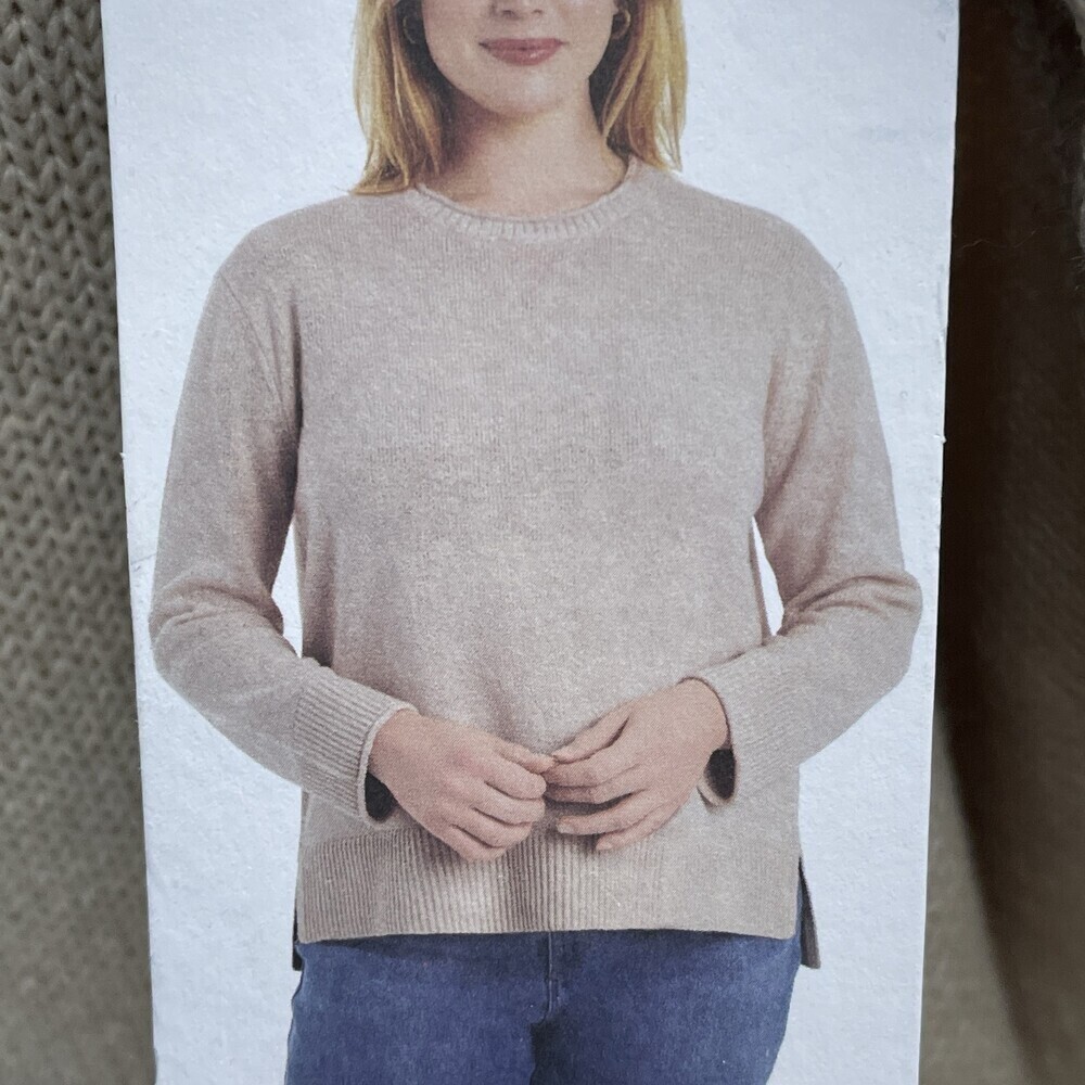 Ella Moss Women's L Pullover Sweater Beige Polyester Blend a1733